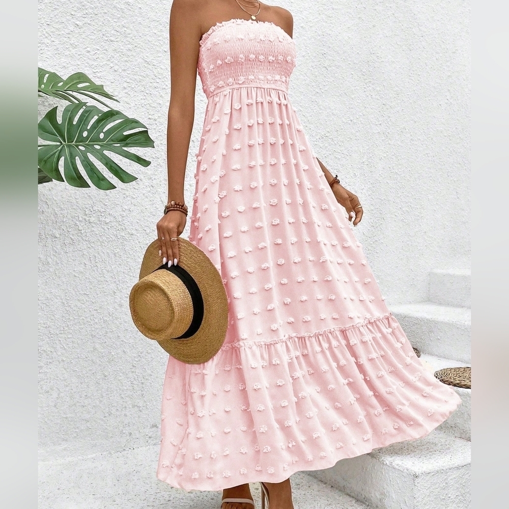 Summer Fashionable 3d Polka Dot Long Bandeau Maxi Dress - Picture 5 of 6